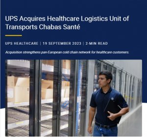 UPS宣布收购法国运输公司Transport Chabas Santde冷链仓储和运输部门-物流之家