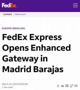 联邦快递在马德里巴拉哈斯启用新设施-物流之家