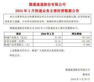 顺丰、韵达、申通、圆通公布2月经营数据-物流之家