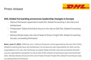 DHL全球货运宣布欧洲领导层变动-物流之家