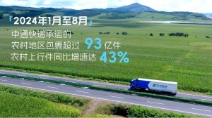 中通快递：2024 年 1 月至 8 月承运逾 93 亿件农村包裹-物流之家