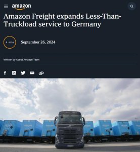亚马逊于德国正式推出零担物流运输计划-物流之家