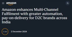 亚马逊印度站扩展多渠道配送服务-物流之家