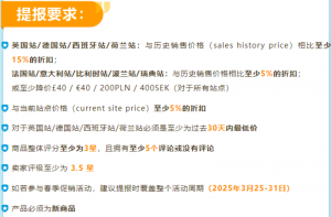 亚马逊2025年春季大促开启提报-物流之家