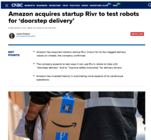 亚马逊收购爬楼送货机器人公司Rivr-物流之家